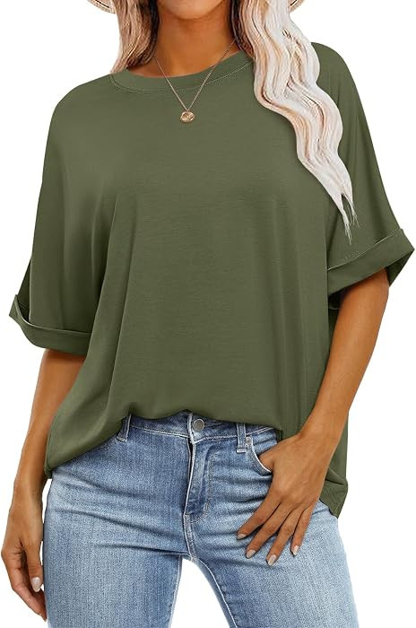 ANRABESS Womens Tops Oversized T Shirts Short Sleeve Crewneck Summer Casual Loose Basic Tee Shirt... | Amazon (US)