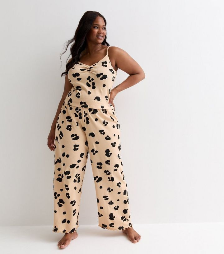 Curves Light Brown Leopard Print Cotton Cami Pyjama Set | New Look | New Look (UK)