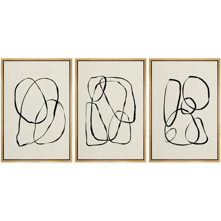 PixonSign Framed Canvas Print Wall Art Set Duotone Geometric Spiral Ring Circle Collage Abstract ... | Walmart (US)