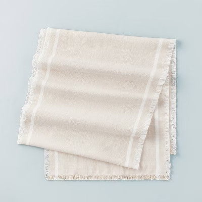 Color Block Woven Table Runner Beige/Cream - Hearth & Hand™ with Magnolia | Target