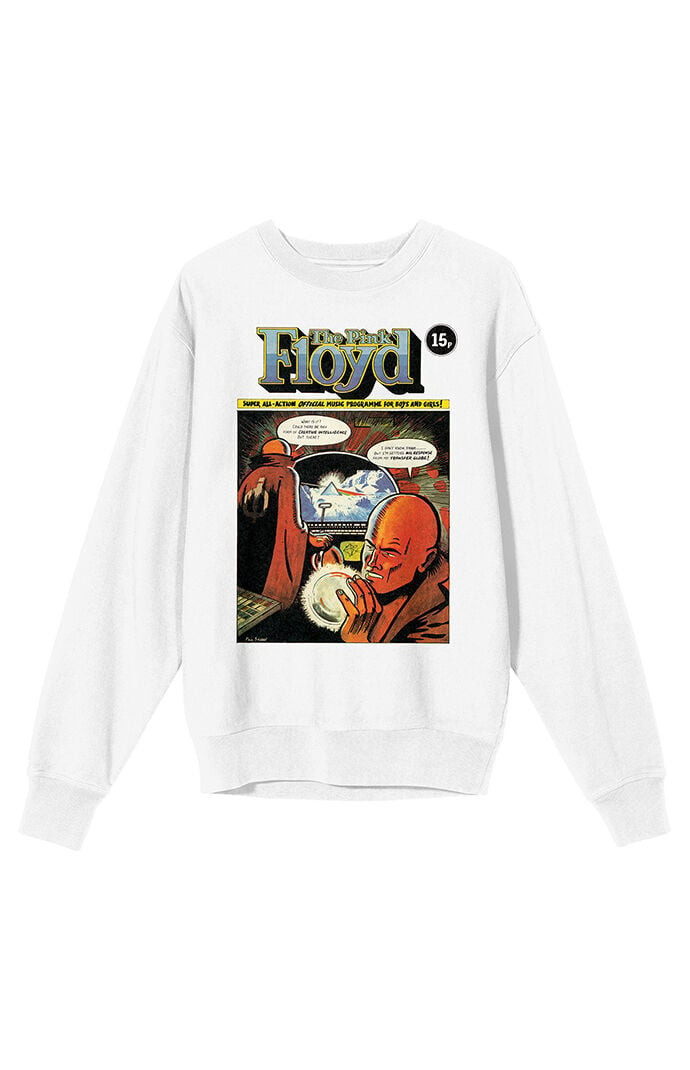 Men's Pink Floyd Comic Crew Neck Sweatshirt in White - Size Small | PacSun