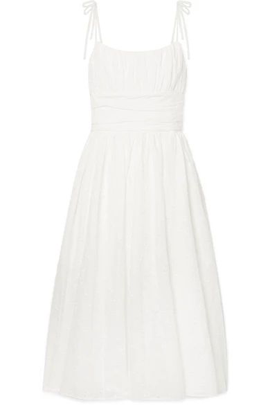 Gathered broderie anglaise cotton midi dress | NET-A-PORTER (US)