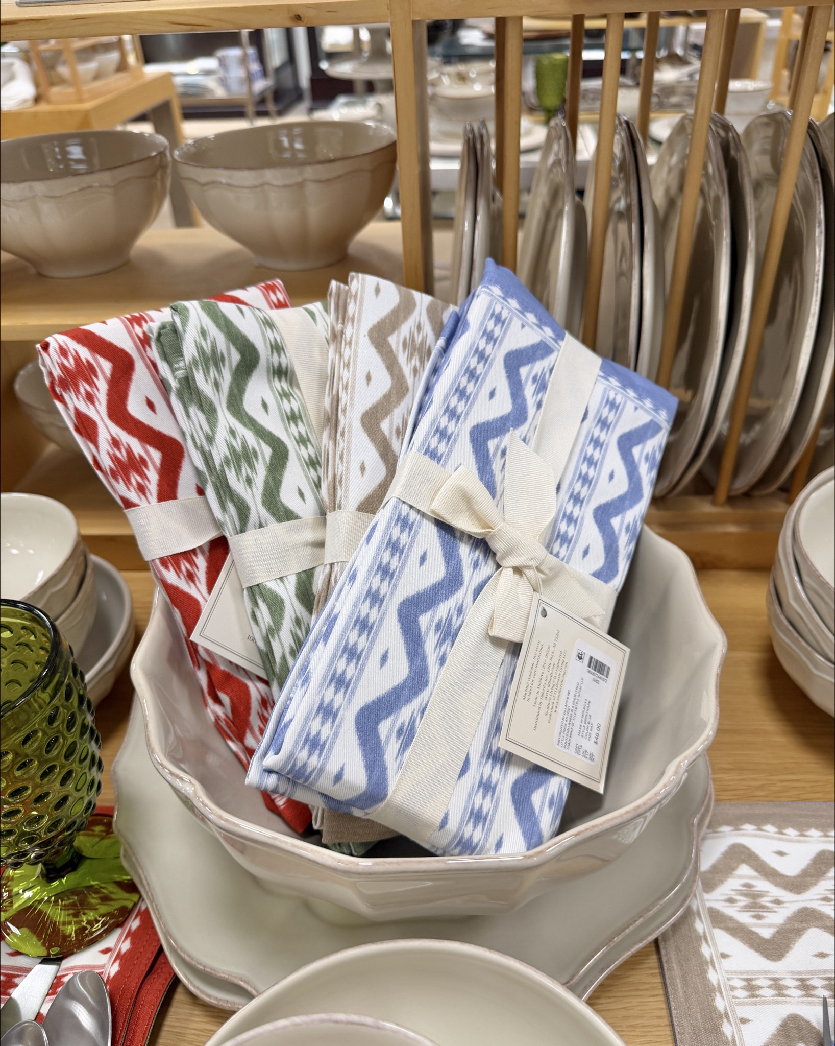 Ikat napkins 🤍 spring decor summer decor spring table setting blue and white napkins 

#LTKHome #LTKSaleAlert