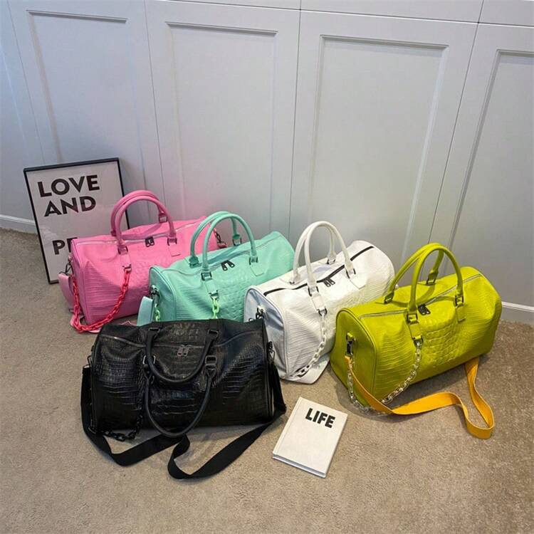 1pc Minimalist Crocodile Leather Texture Travel Bag, Can Be Carried By Hand Or Crossbody, Suitabl... | SHEIN