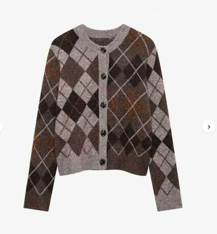 Camellia Women's Autumn/Winter New Rhombus Pattern Long Sleeve Single-Breasted Casual Cardigan Sw... | SHEIN