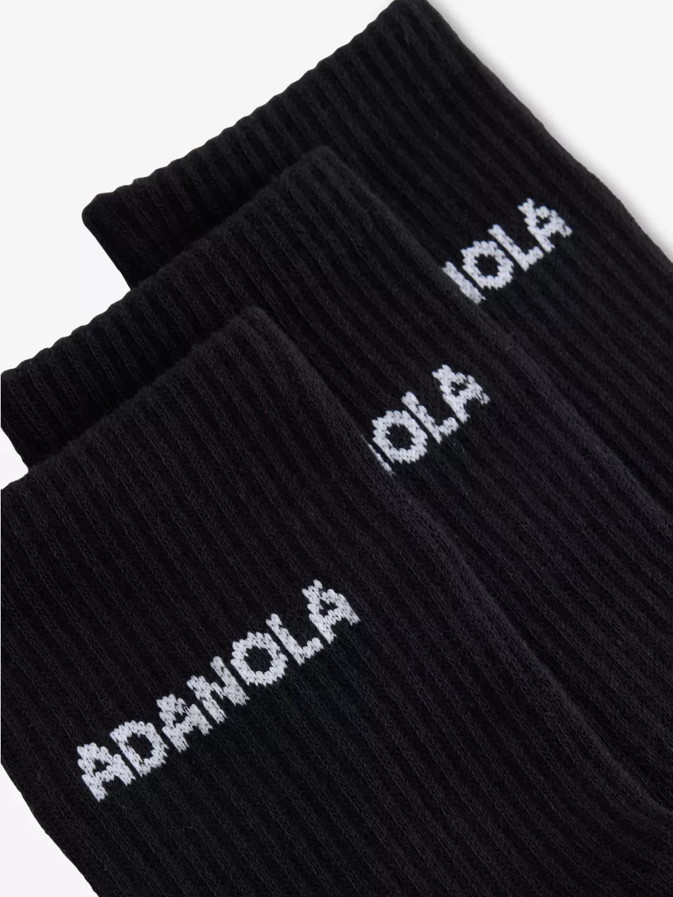 Logo-Intarsia Ribbed Pack of Three Cotton-Blend Socks | Selfridges