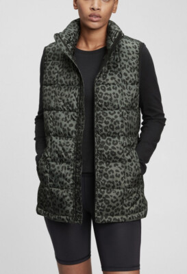 NWOT Gap Women's Leopard Print Puffer Vest, Gray, Black Size S  | eBay | eBay US