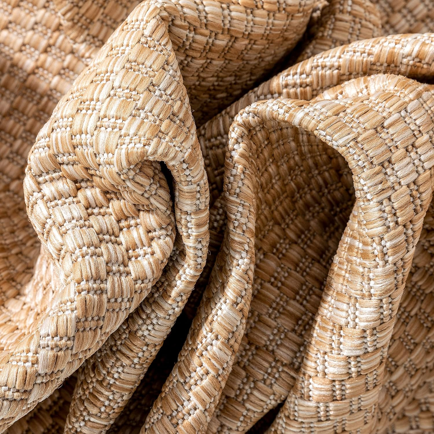 Well Woven Leifen Natural Indoor / Outdoor Flat Weave Pile Solid Color Pattern Area Rug 5x7 (5'3"... | Amazon (US)