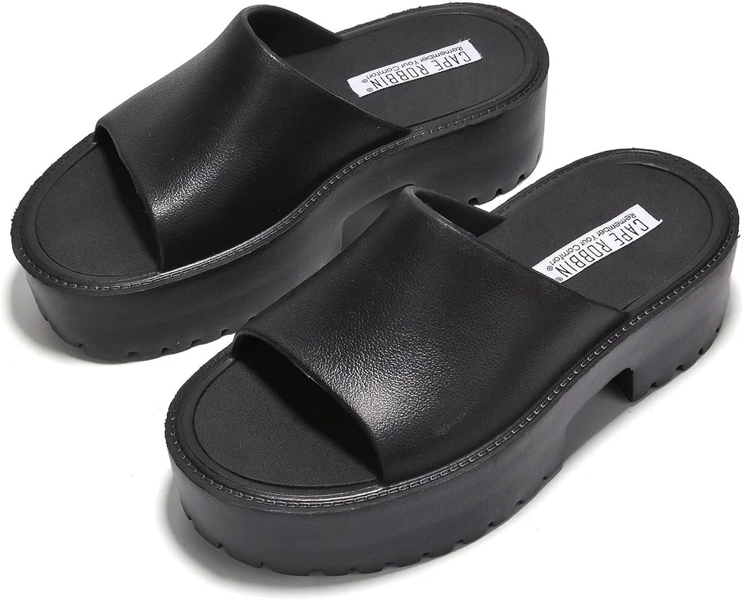 Cape Robbin Mamo Colorblock Chunky Slide On Sandals for Women, Women's Round Toe Platform Sandals | Amazon (US)
