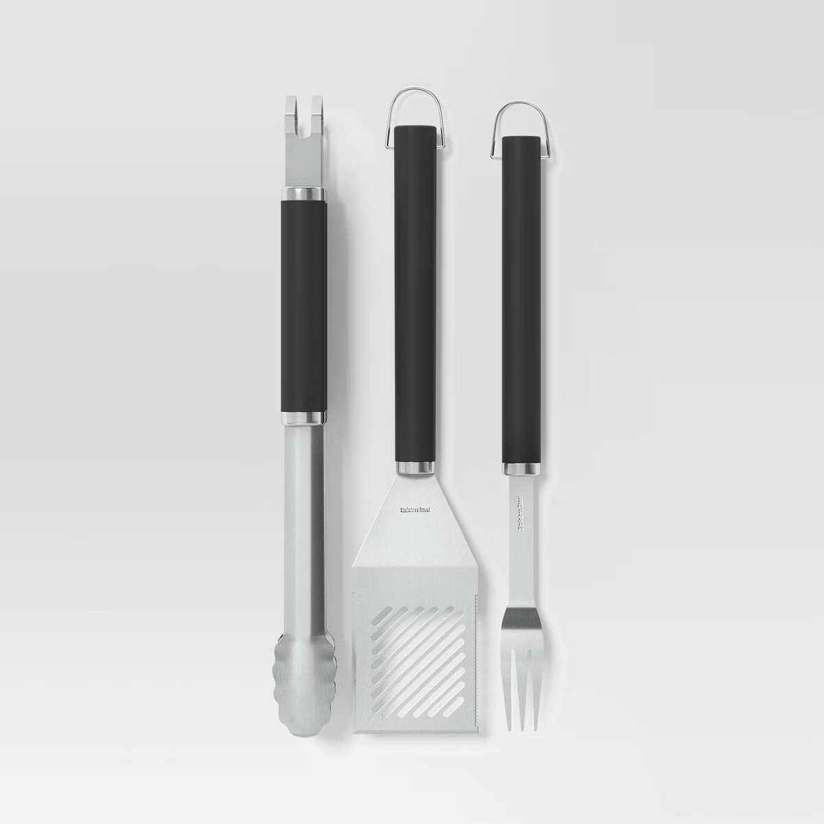 3pc Stainless Steel Grill Tool Set with Handles Light Silver - Room Essentials™: BBQ Accessorie... | Target