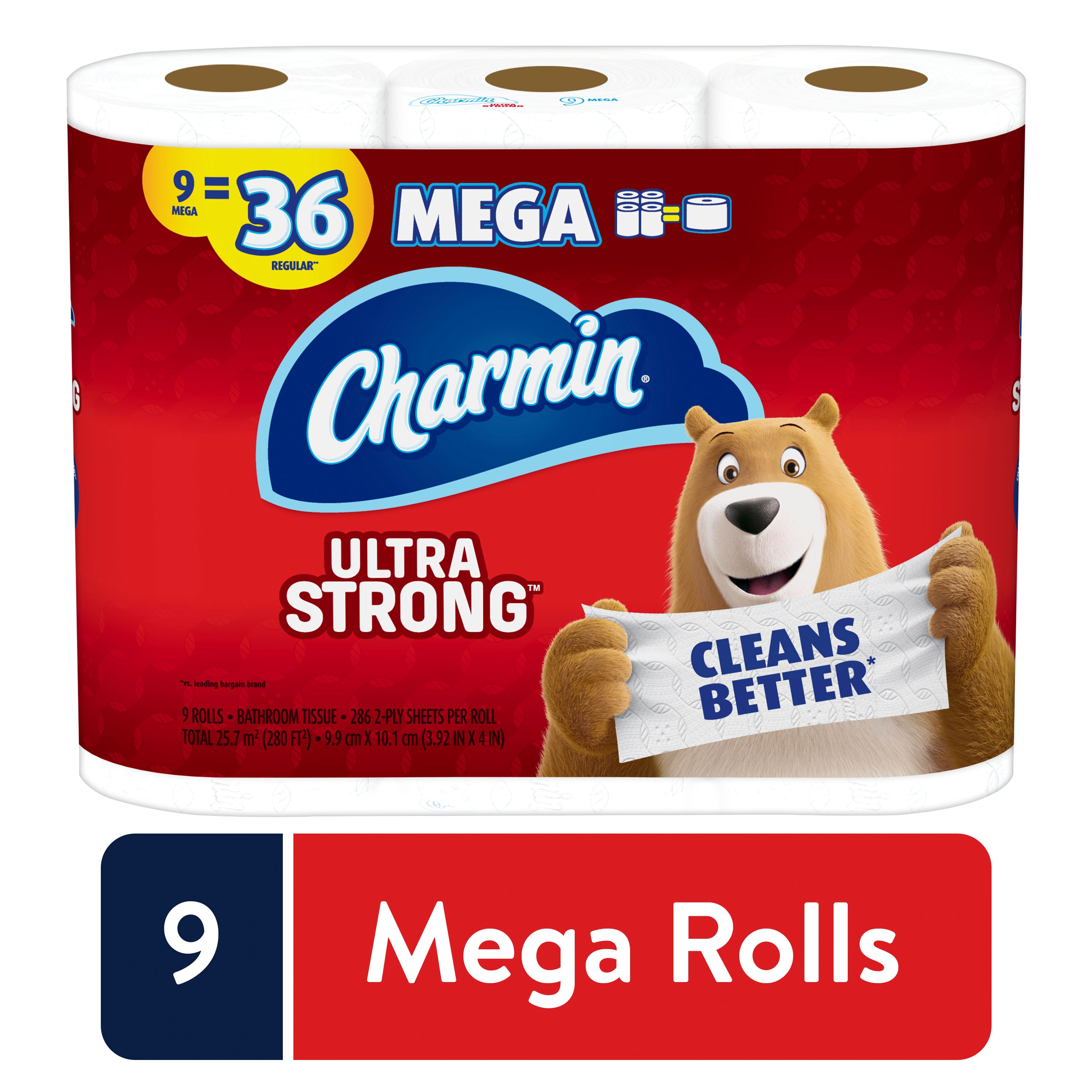 Charmin Ultra Strong Toilet Paper 9 Mega Roll | Walmart (US)