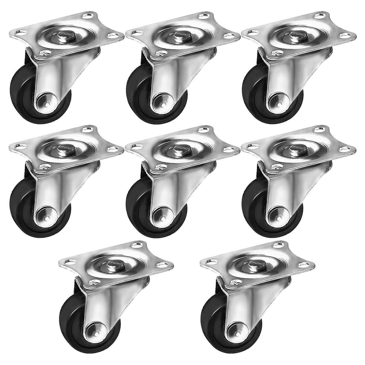 FactorDuty 8 Pack 1" Caster Wheels Small Tiny Mini Top Plate Swivel Black Rubber Wheels Low Profi... | Walmart (US)