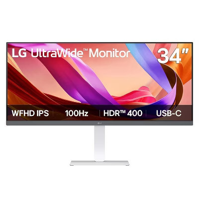LG UltraWide 34" FHD IPS Monitor 100Hz USB-C with Built-In Speakers – White (34U530A-W) | Target