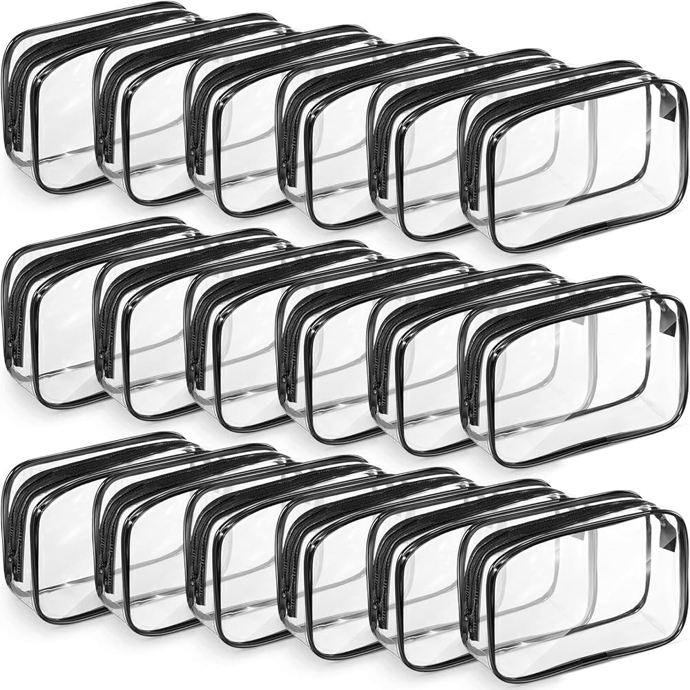 18 Pack Clear Toiletry Bags Clear Makeup Bags PVC Plastic Zippered Pouches Portable Cosmetic Bag for | Amazon (US)