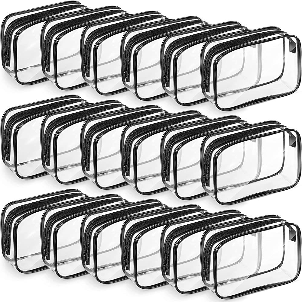 18 Pack Clear Makeup Bags Clear Cosmetic Bag PVC Plastic Zippered Pouches Portable Toiletry Bags ... | Amazon (US)