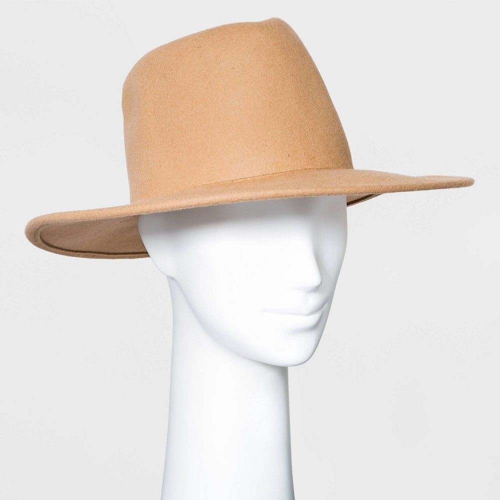 Women's Wide Brim Felt Western Fedora Hat - Universal Thread Camel | Target