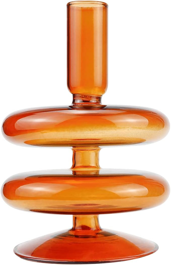 LNQ LUNIQI Clear Glass Taper Candle Holder Glass Pillar Candle Vase Decorative Glass Candlestick ... | Amazon (US)