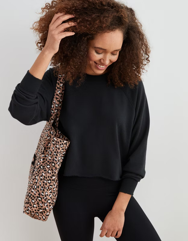 Aerie Sunday Soft Distressed Crew Sweatshirt | American Eagle Outfitters (US & CA)