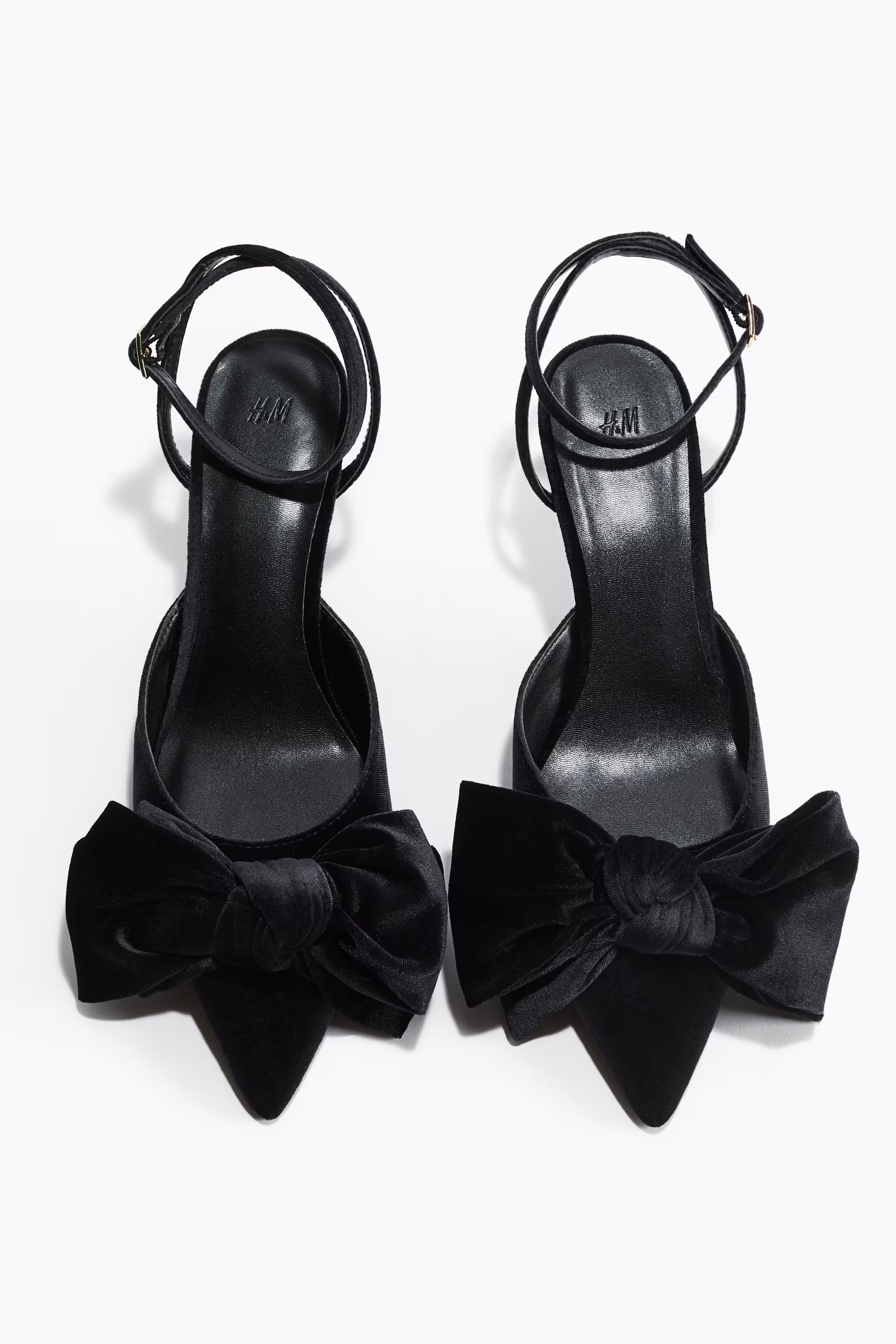 Bow-detail velour court shoes - Black - Ladies | H&M GB | H&M (UK, MY, IN, SG, PH, TW, HK)