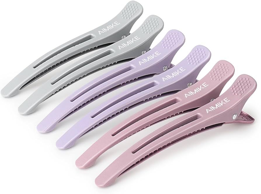 AIMIKE 6pcs Hair Clips for Styling Sectioning, No Crease Duck Billed Hair Clips with Silicone Ban... | Amazon (US)