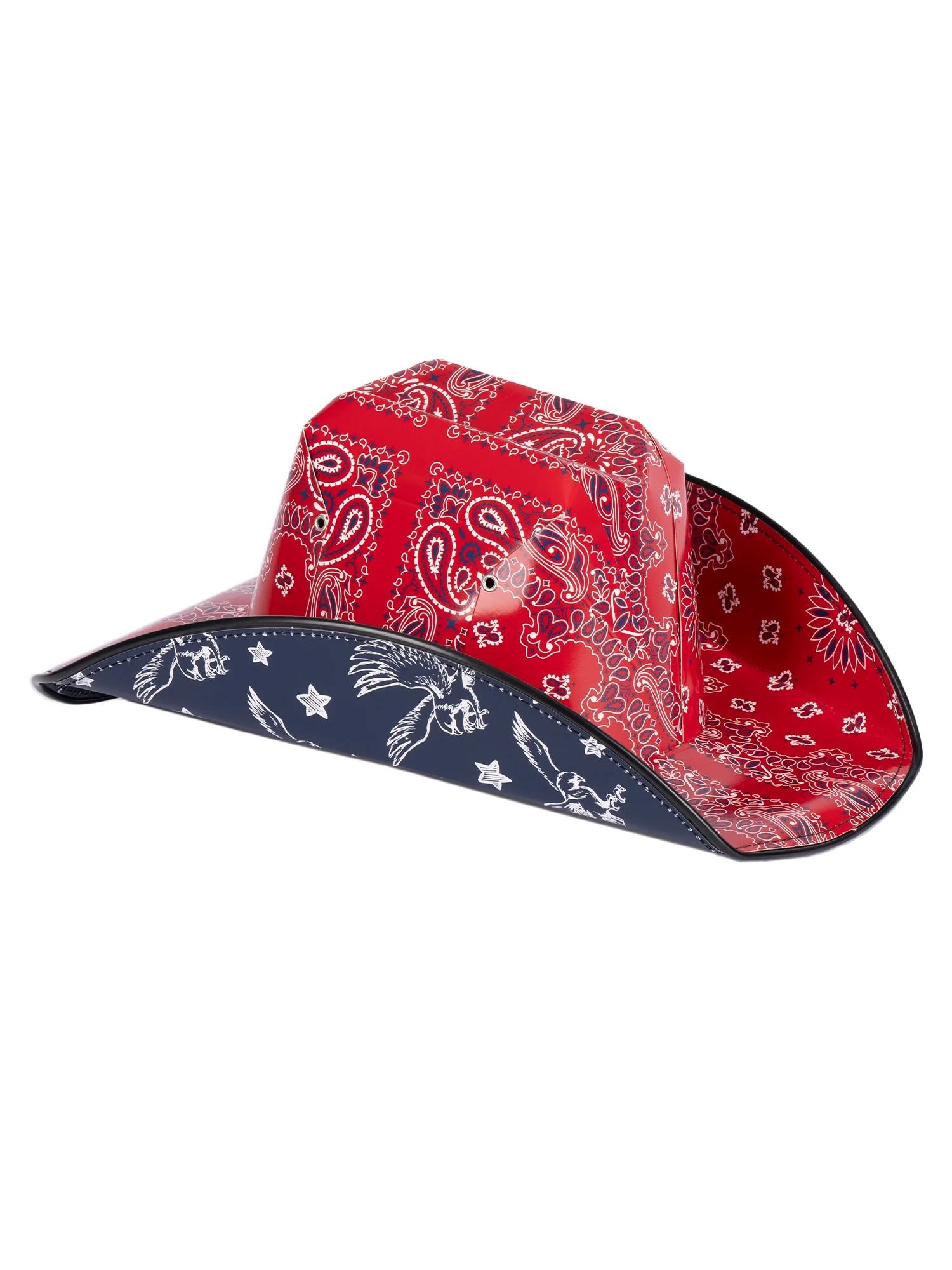 Patriotic Red Paisley Cardboard Cowboy Hat, Adult Unisex Party Accessory, by Way To Celebrate | Walmart (US)