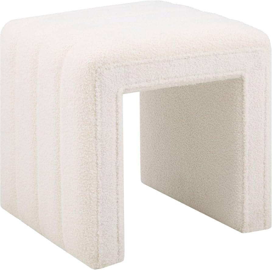 Vanity Stool Chair Teddy Velvet Ottoman Footrest Sofa Bench Extra Seat | Amazon (US)