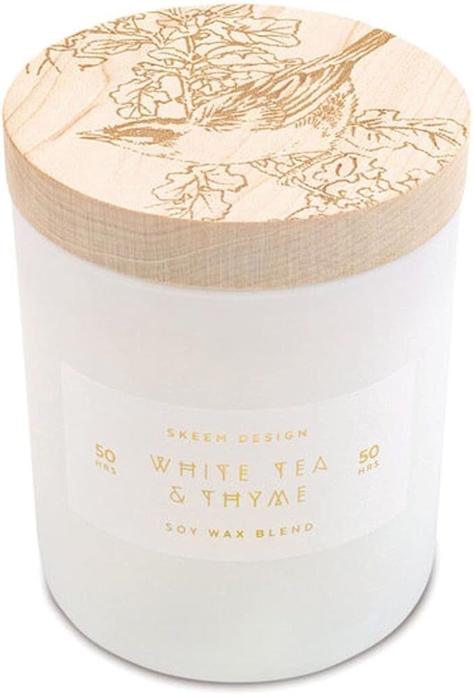 Skeem Design White Tea and Thyme Print Block Scented Candle - Soy Wax, Natural Essential Oils, Ma... | Amazon (US)