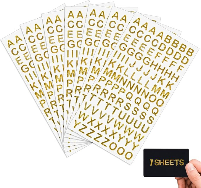 Aixoom 7 Sheets Gold Letter Stickers Small Gold Alphabet Self Adhesive Glitter Graduation Cap Sti... | Amazon (US)