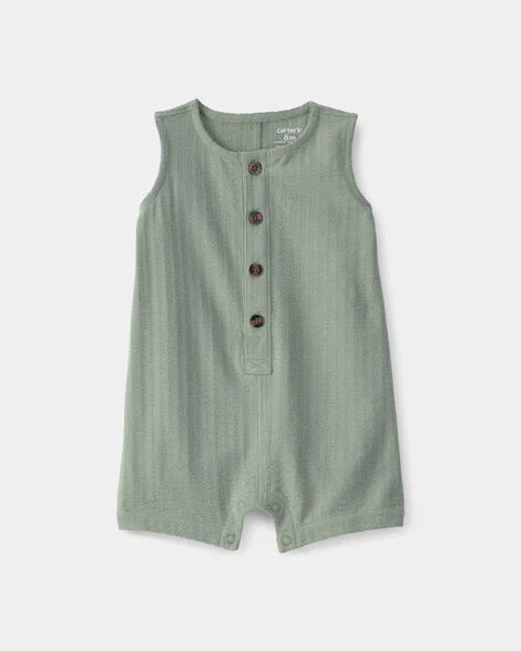 Baby Boy Solid Sleeveless Romper - Green | Carter's | Carter's Inc