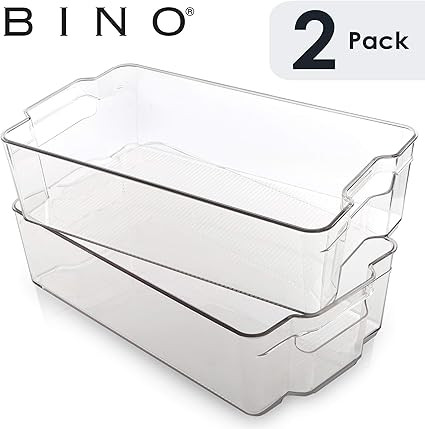 BINO Stackable Plastic Organizer Storage Bins, X-Large - 2 Pack - Pantry Organization and Storage... | Amazon (US)
