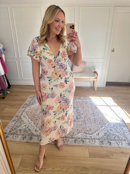 This would make such a great Easter dress! Loving the floral print and ruffle sleeves 😍 Easter dress - work outfit - wearing a size large  

#LTKmidsize #LTKworkwear #LTKstyletip