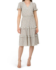 Short Sleeve Tiered Ruffle Midi Dress | Casual Dresses  | Marshalls | Marshalls