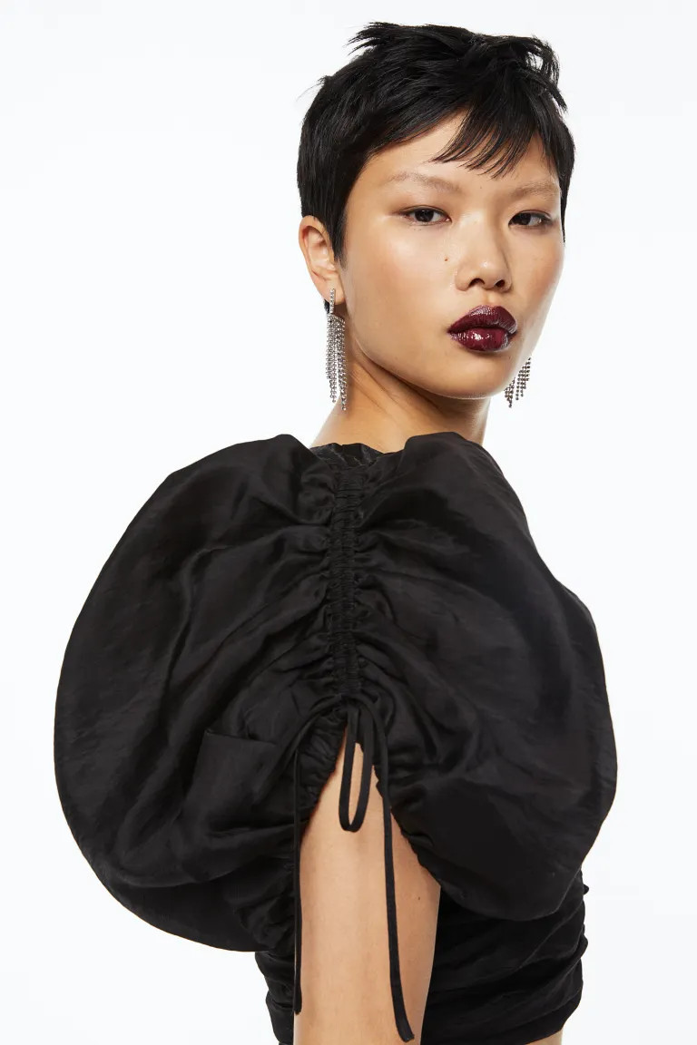 Gathered Puff-sleeved Blouse | H&M (US + CA)