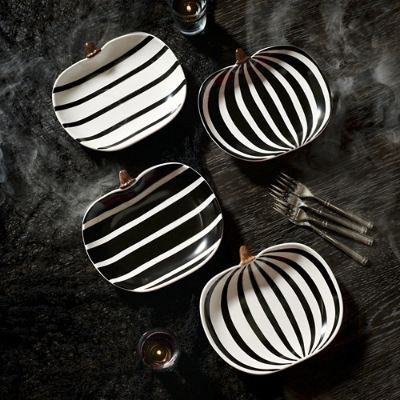Pinstripe Pumpkin Plates, Set of Four | Grandin Road