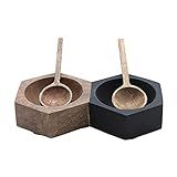Bloomingville Mango Wood Hexagon Salt and Pepper Bowl Cellar Black & Natural Serveware, 6 | Amazon (US)