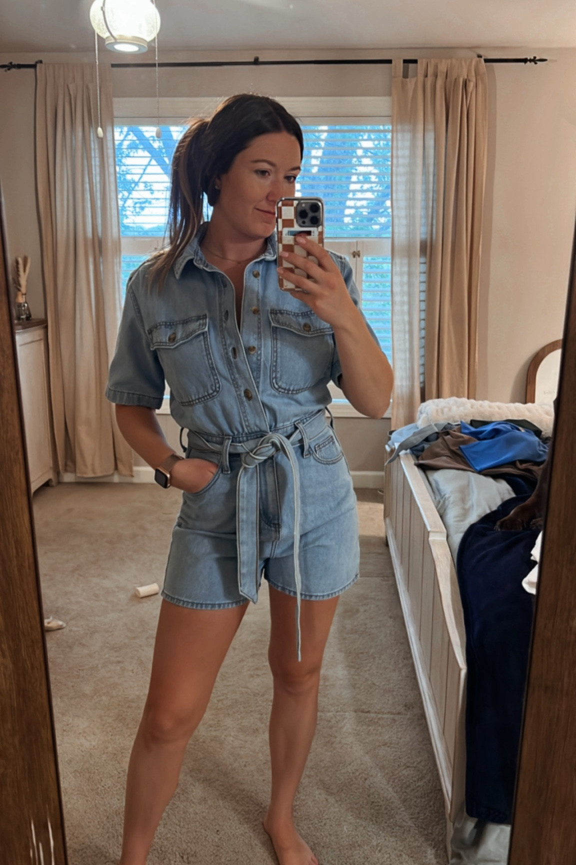 In love with this denim romper. I’ll be wearing this everyday for the foreseeable future. 

This is a small, but I’d probably go up a size. It is tight around the stomach!

#LTKfindsunder50 #LTKstyletip
