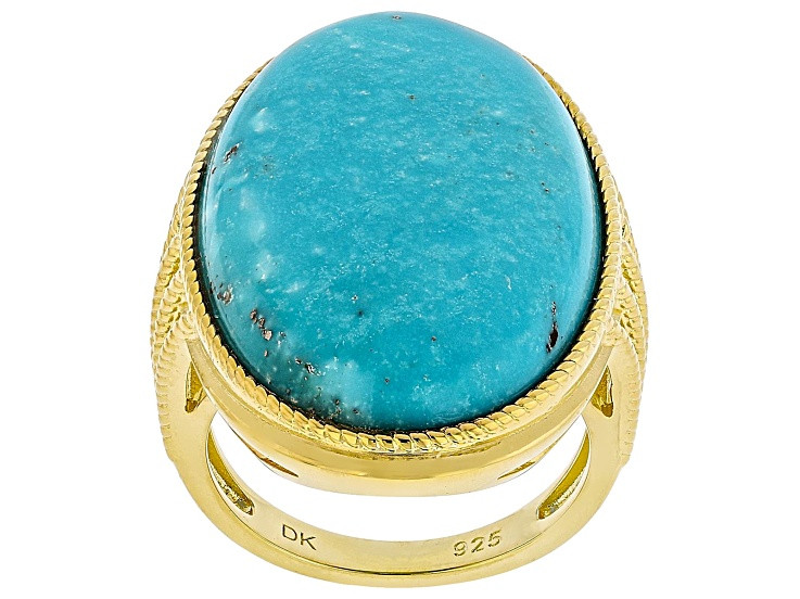 Blue Kingman 18k Yellow Gold Over Sterling Silver Solitaire Ring - WPD726 | JTV Jewelry