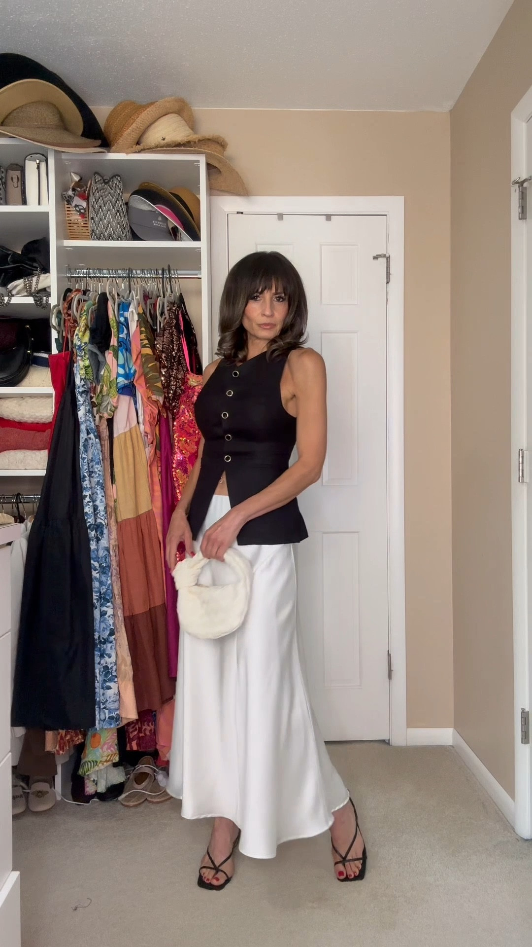 This maxi silk skirt fits true to size, but I sized up to a Medium to have it lower on the hips and longer on the bottom.

The sandals fit true to size and are super comfortable.

The fitted linen vest also fits true to size and I’m wearing an XS

#LTKStyleTip #LTKOver40 #LTKFindsUnder50