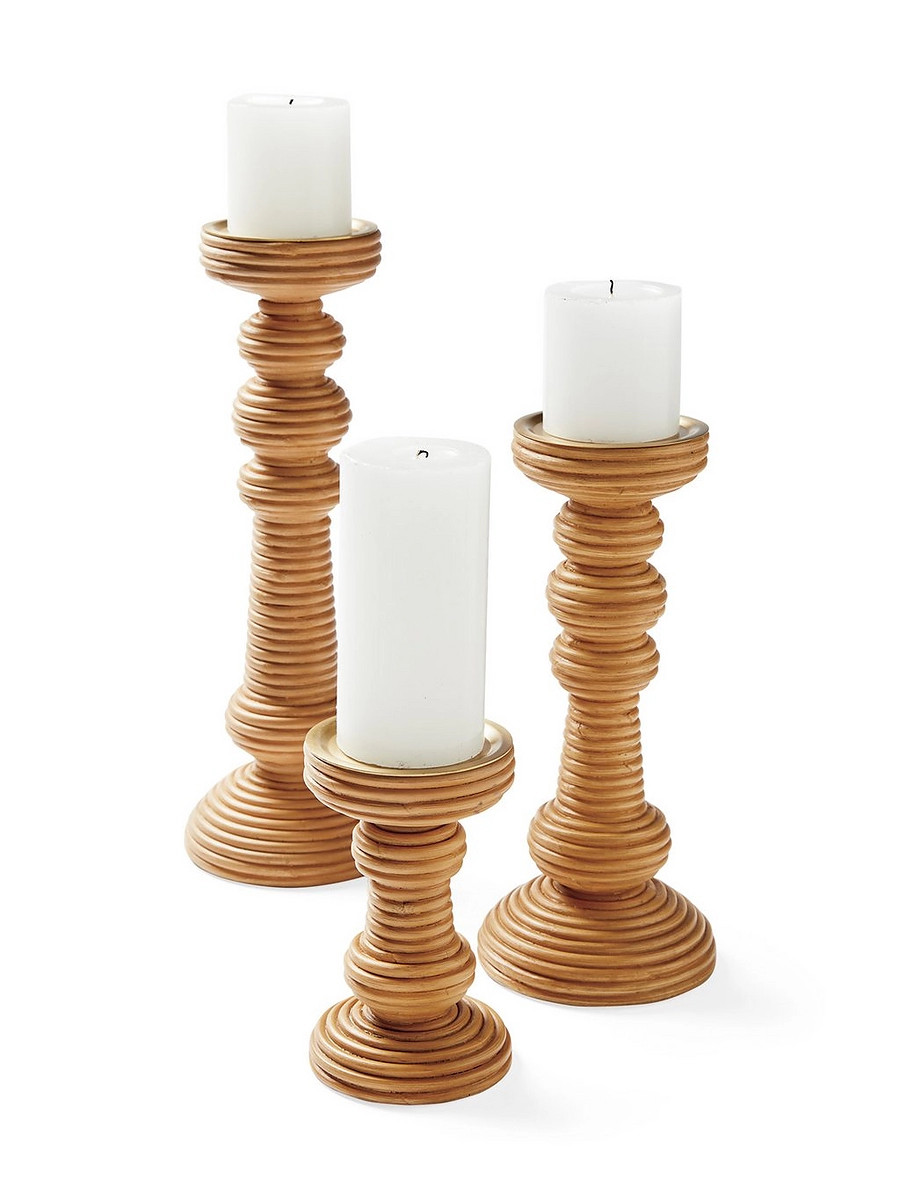 Carmel Rattan Candlestick | Serena and Lily
