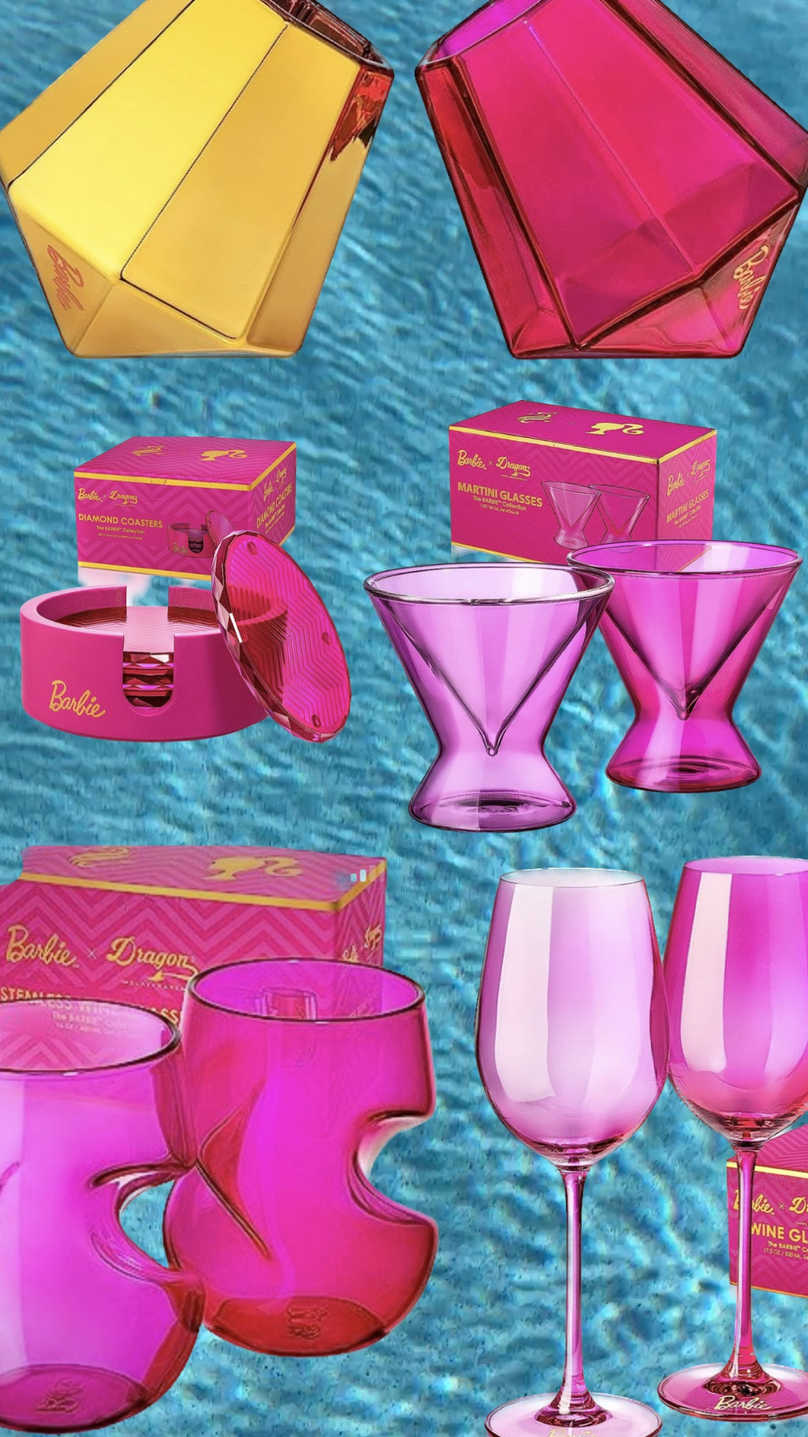 Dragon Glassware x Barbie Martini Glasses, Stemless