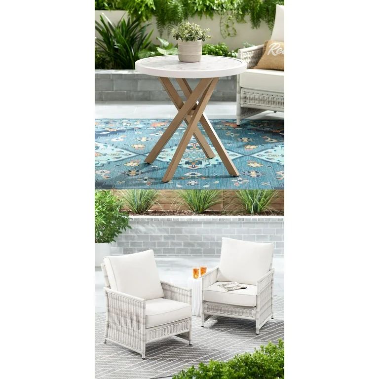 Better Homes & Gardens Paige 3-Piece Outdoor Wicker Bistro Set, White | Walmart (US)