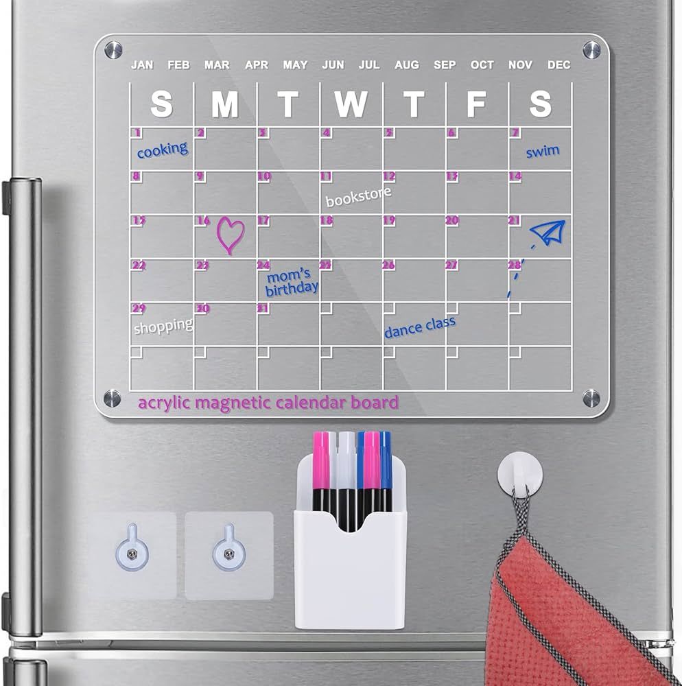 Acrylic Magnetic Dry Erase Board,MOOACE Adhesive Calendar Planner Board for Fridge and Wall,Inclu... | Amazon (US)