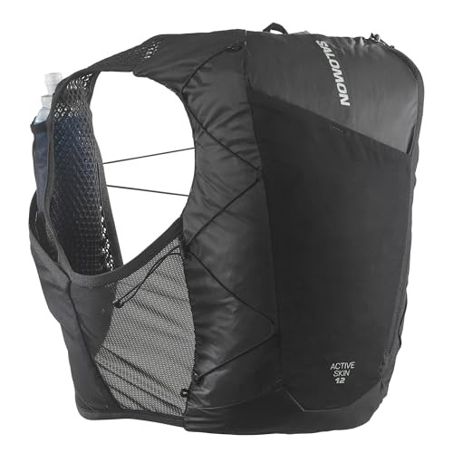 Salomon Unisex Active Skin 12, Hydration & Storage Vest with 500ml Flasks Included - Black / Metal - S | Amazon (US)
