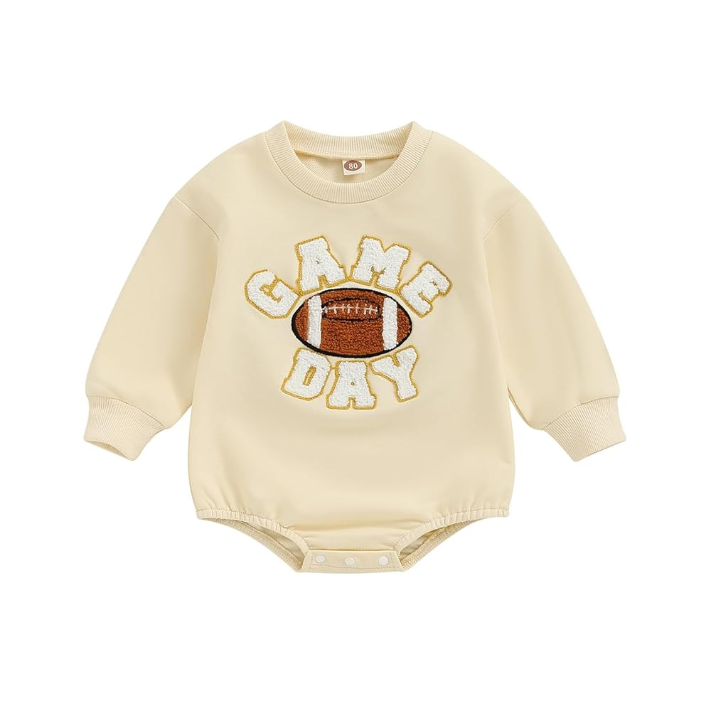 Karwuiio Baby Boys Girls Fall Winter Outfits Long Sleeve Oversized Football Pullover Sweatshirt R... | Amazon (US)
