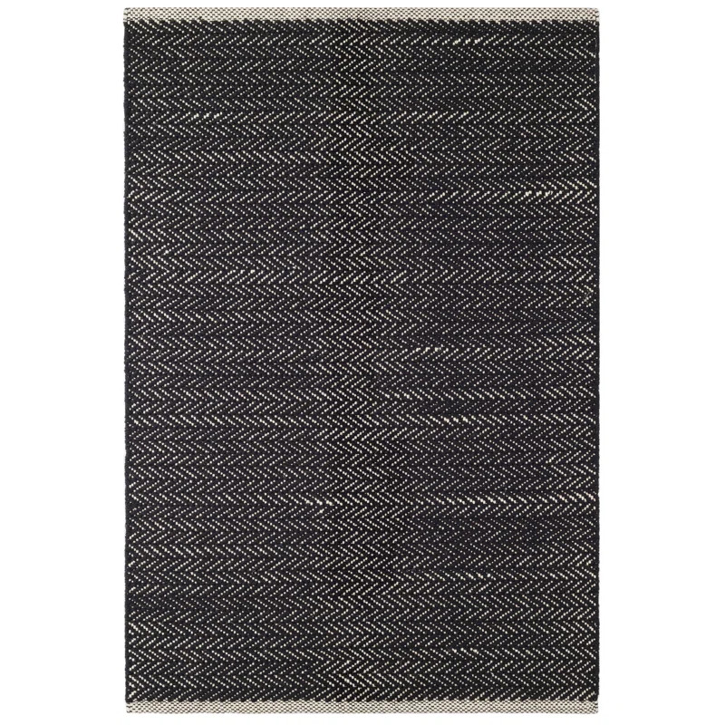 Herringbone Flatweave Cotton Area Rug in Black | Wayfair North America