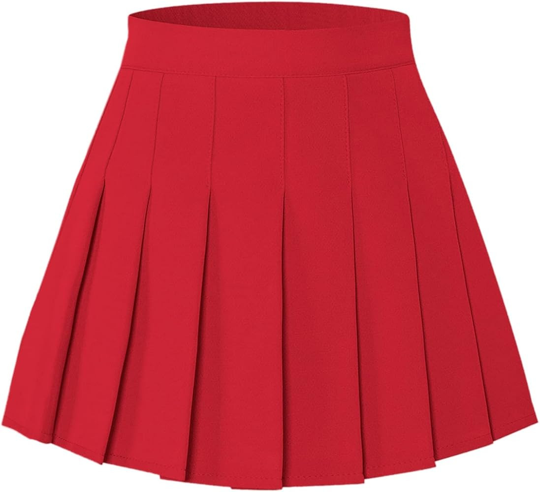 SANGTREE Girls Women's Pleated Skirt, Elastic Waist Uniform Skirt, 2 Years - US 4XL | Amazon (US)