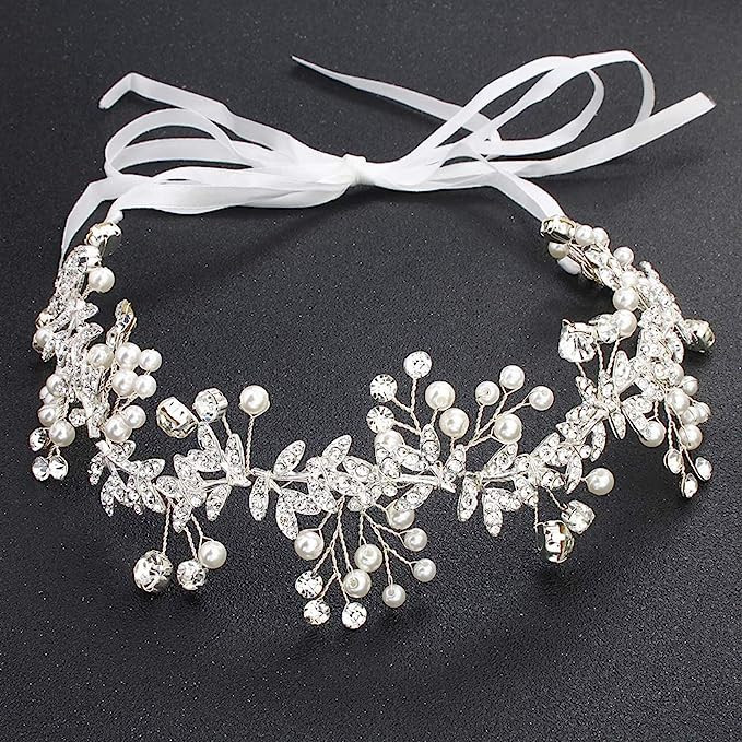 Hapibuy Wedding headpiece Crystal Forehead Band Bridal Hair Vine For Bride and Bridemaid Silver C... | Amazon (US)