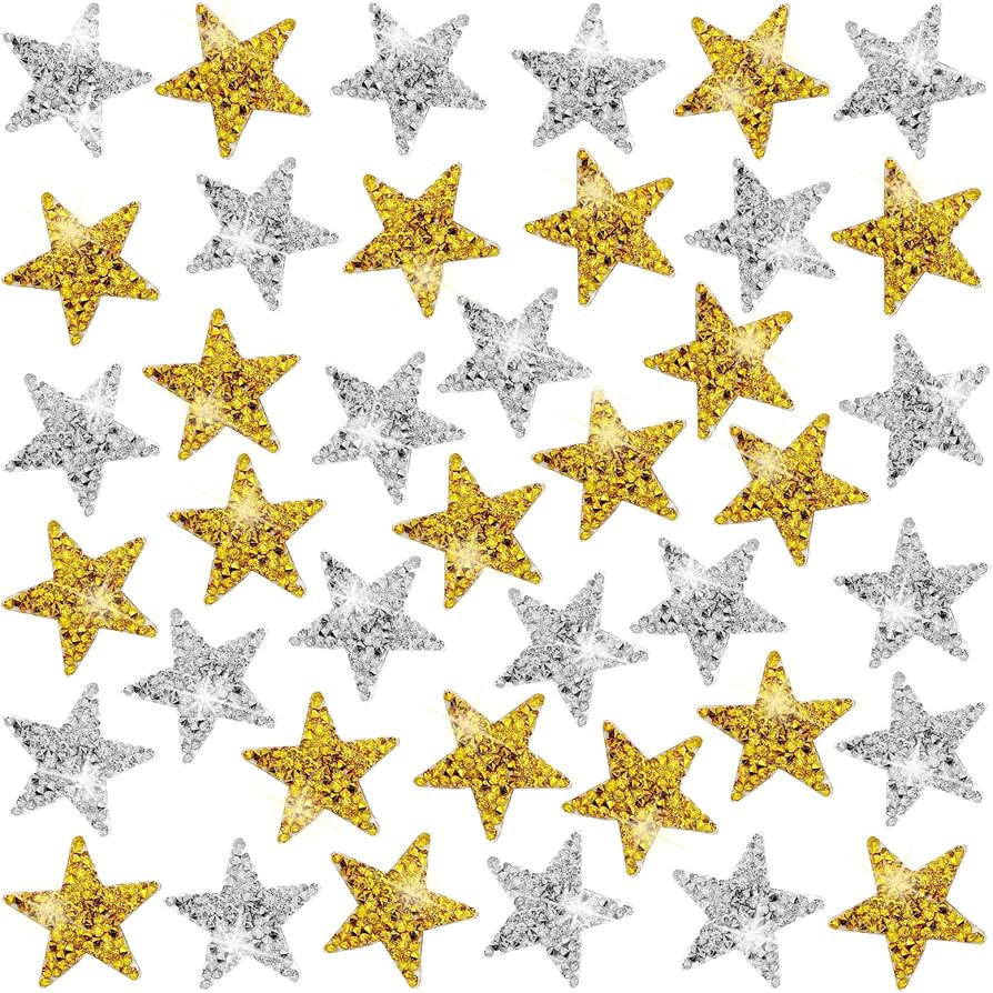 40 Pieces Iron On Star Patches Adhesive Stars Patches Star Shape Rhinestone Appliques Patch Rhine... | Amazon (US)