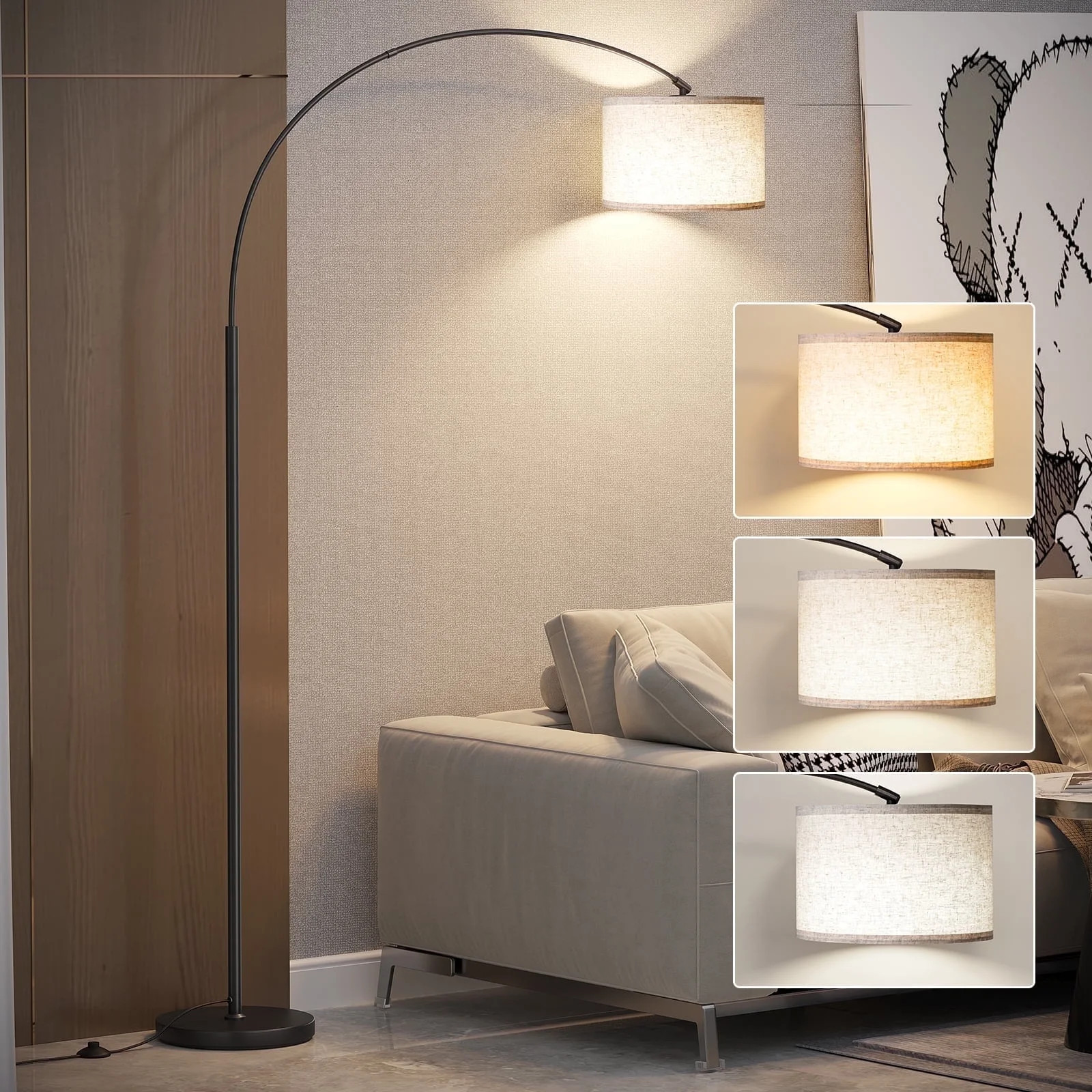 SUNMORY 75″ Arc/Arched Floor Lamp, Modern Floor Lamp with 9w LED Bulb & 3 Color Temperature, Ta... | Walmart (US)