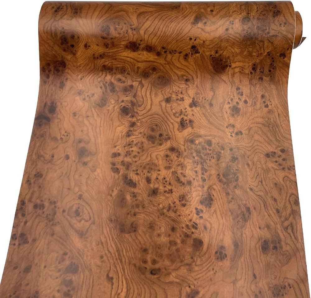 Yifely Brown Wood Grain Furniture Paper PVC Self-Adhesive Shelf Liner Locker Door Sticker 17.7 In... | Amazon (US)